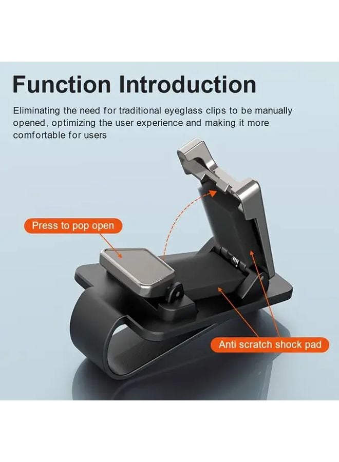 Gray Universal Car Glasses Clip Holder For Sun Visor One Handed Access Design - Image 5